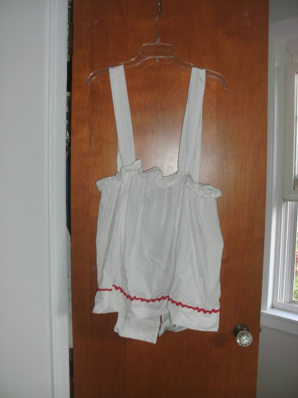 White Rag Doll Apron with Rick Rack Trim Dress Up Cosplay Costume Halloween OS